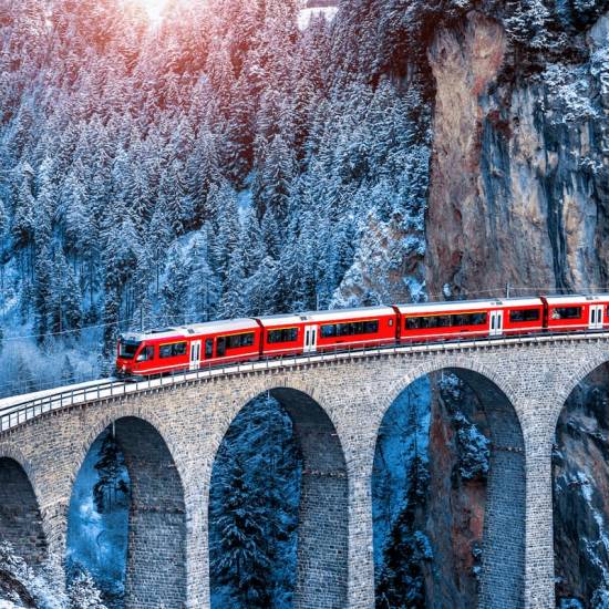 Bernina Train And St. Moritz